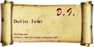 Dulin Iván névjegykártya